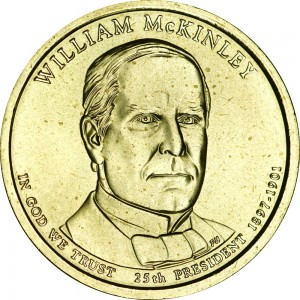 1 доллар 2013 США, 25-й президент США Уильям Маккинли, двор D цена, стоимость