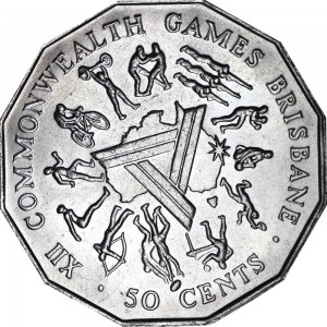 50 cents 1982 Australia Commonwealth Games in Brisbane, from circulation