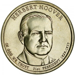 1 доллар 2014 США, 31-й президент Герберт Гувер, двор D цена, стоимость