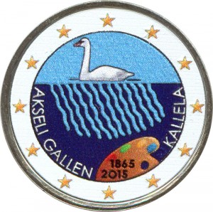 2 евро 2015 Финляндия Аксели Галлен-Каллела (цветная) цена, стоимость