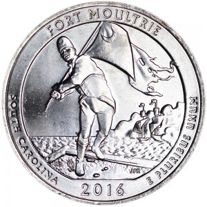 25 центов 2016 США Форт Молтри (Fort Moultrie), 35-й парк, двор D цена, стоимость