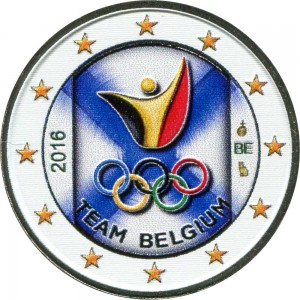 2 евро 2016 Бельгия Олимпиада в Рио (цветная) цена, стоимость