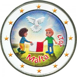2 euro 2017 Malta Peace (colorized)