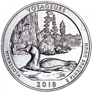 25 центов 2018 США Вояджерс (Voyageurs), 43-й парк, двор S цена, стоимость