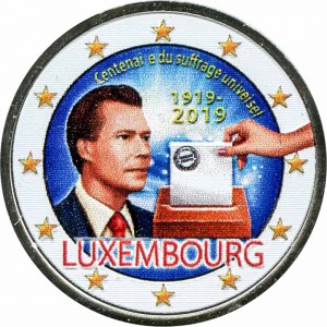 2 евро 2019 Люксембург, Избирательное право (цветная) цена, стоимость