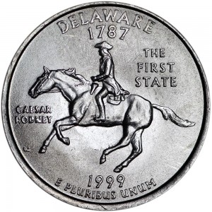 25 центов 1999 США Делавер (Delaware) двор P