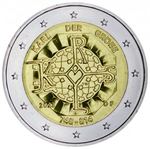 2 евро 2023 Германия, 1275 лет со дня рождения Карла Великого, двор F цена, стоимость