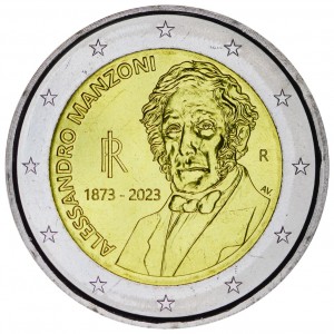 2 евро 2023 Италия, 150 лет со дня смерти Алессандро Мандзони цена, стоимость