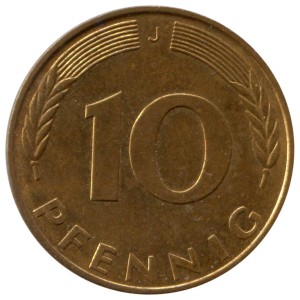 10 пфеннигов 1950-2001 Германия, из обращения цена, стоимость