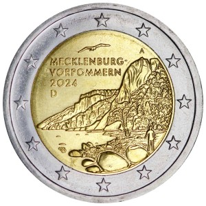 2 евро 2024 Германия Мекленбург-Передняя Померания (холм Кёнигштуль), двор A цена, стоимость