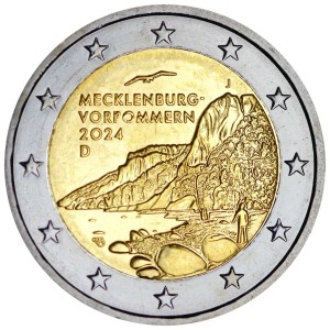 2 евро 2024 Германия Мекленбург-Передняя Померания (холм Кёнигштуль), двор J цена, стоимость