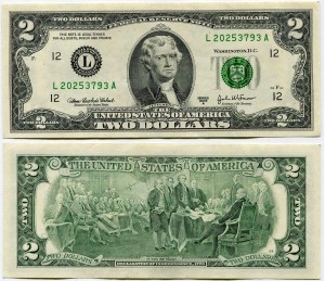 2 доллара 2003 США (L - Сан-Франциско), банкнота, хорошее качество XF