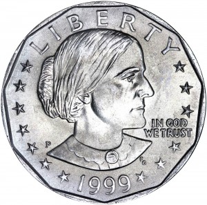 1 доллар 1999 США Сьюзан Энтони двор P цена, стоимость