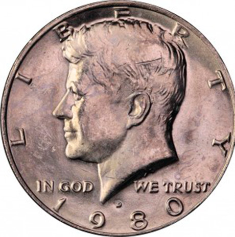 50 cent Half Dollar 1980 USA Kennedy Minze D