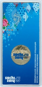 25 рублей 2011 Эмблема Сочи 2014, СПМД, цветная, в блистере цена, стоимость