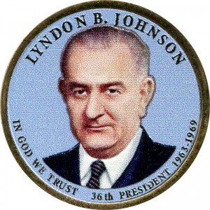1 dollar 2015 USA, 36 President Lyndon B. Johnson (colorized)