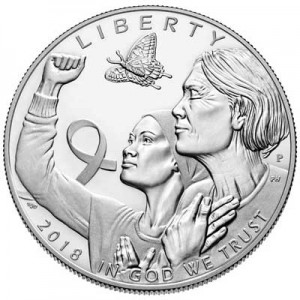 1 доллар 2018 США, Осведомленность о раке молочной железы,  Proof, серебро