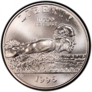 50 центов 1996 США Олимпиада в Атланте, Плавание UNC цена, стоимость