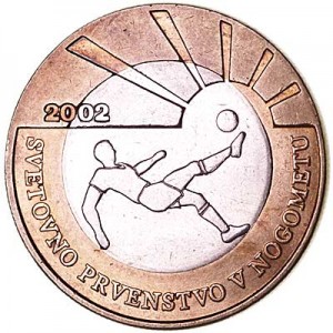 500 толаров 2002 Словения Чемпионат мира по футболу 2002 цена, стоимость