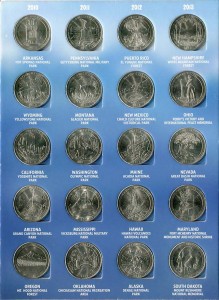 Набор 25 центов 2010-2021 США Национальные парки Прекрасная Америка (56 монет), в альбоме цена, стоимость