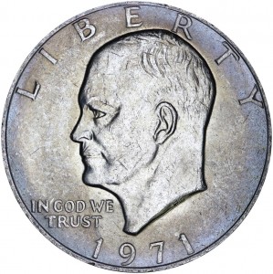 1 dollar 1971 USA Eisenhower, mint mark P price, composition, diameter, thickness, mintage, orientation, video, authenticity, weight, Description