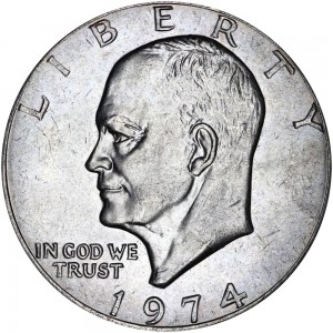 1 доллар 1974 США Эйзенхауэр, двор P цена, стоимость