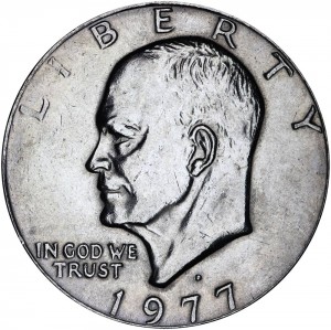 1 dollar 1977 USA mint mark D, rare price, composition, diameter, thickness, mintage, orientation, video, authenticity, weight, Description