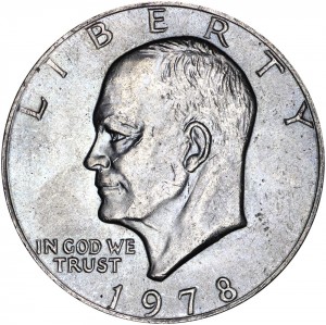 1 dollar 1978 USA mint mark P, rare price, composition, diameter, thickness, mintage, orientation, video, authenticity, weight, Description