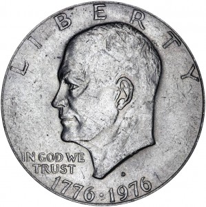 1 доллар 1976 США Эйзенхауэр 200 лет независимости США, двор D  цена, стоимость