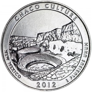 Quarter Dollar 2012 USA "Chaco Culture" 12th National Park mint mark D price, composition, diameter, thickness, mintage, orientation, video, authenticity, weight, Description