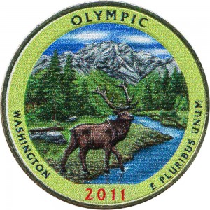 25 центов 2011 США "Олимпик" (Olympic) 8-й парк, цветная цена, стоимость