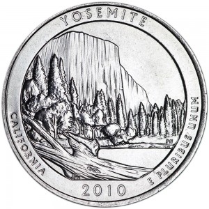Quarter Dollar 2010 USA Yosemite 3rd National Park mint mark P price, composition, diameter, thickness, mintage, orientation, video, authenticity, weight, Description
