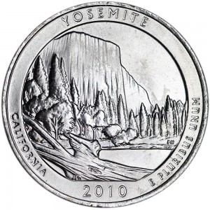 25 cents Quarter Dollar 2010 USA Yosemite 3rd National Park mint mark D