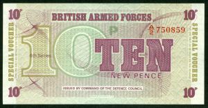 Banknote, 10 neue Pence, Vereinigtes Königreich,1972 , Die Britischen Streitkräfte, XF
