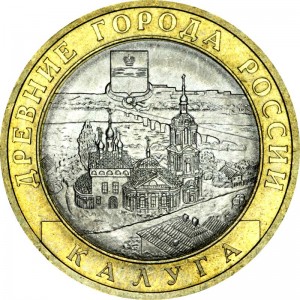 10 roubles 2009 SPMD Kaluga price, composition, diameter, thickness, mintage, orientation, video, authenticity, weight, Description
