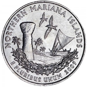 Quarter Dollar 2009 USA Nothern Mariana Islands mint mark P price, composition, diameter, thickness, mintage, orientation, video, authenticity, weight, Description