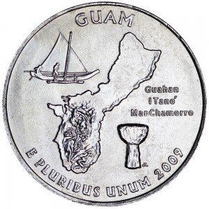 Quarter Dollar 2009 USA Guam mint mark P price, composition, diameter, thickness, mintage, orientation, video, authenticity, weight, Description