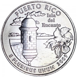 Quarter Dollar 2009 USA Puerto Rico mint mark D price, composition, diameter, thickness, mintage, orientation, video, authenticity, weight, Description