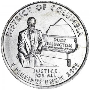 Quarter Dollar 2009 USA District of Columbia mint mark P price, composition, diameter, thickness, mintage, orientation, video, authenticity, weight, Description