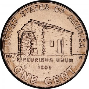 1 cent 2009 USA Cabin, Early Childhood, Lincoln, mint mark D price, composition, diameter, thickness, mintage, orientation, video, authenticity, weight, Description