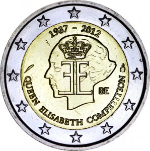 2 евро 2012 Бельгия, 75 лет музыкальному конкурсу имени королевы Елизаветы цена, стоимость