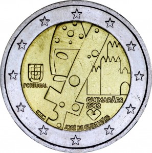 2 euro 2012 Portugal, City of Guimaraes price, composition, diameter, thickness, mintage, orientation, video, authenticity, weight, Description