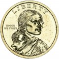 1 Dollar 2012 USA Squaw Sacagawea, Handelswege im 17. Jahrhundert, farbig