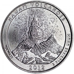 25 центов 2012 США "Гавайские Вулканы" (Hawaii Volcanoes) 14-й парк двор D цена, стоимость