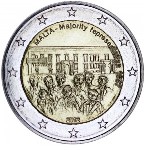 2 евро 2012 Мальта, Совет большинства 1887 года цена, стоимость