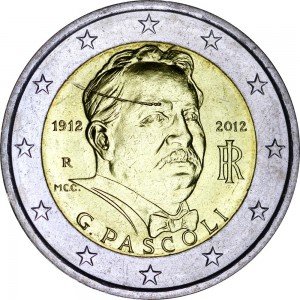 2 евро 2012 Италия, 100 лет со смерти поэта Джованни Пасколи цена, стоимость