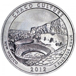Quarter Dollar 2012 USA "Chaco Culture" 12th National Park mint mark S price, composition, diameter, thickness, mintage, orientation, video, authenticity, weight, Description