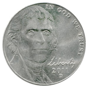 5 центов 2011 США, двор D, из обращения цена, стоимость