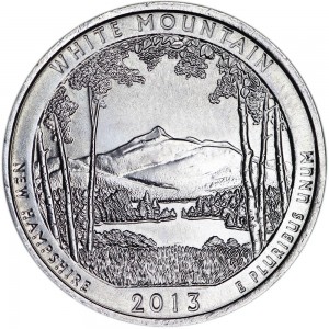 25 центов 2013 США Белые горы (White Mountain) 16-й парк, двор P цена, стоимость