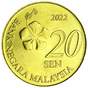 20 sen 2011-2022 Malaysia, from circulation price, composition, diameter, thickness, mintage, orientation, video, authenticity, weight, Description